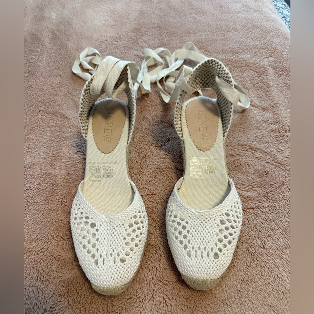 J. Crew Crochet Lace-up Mid-heel Espadrille - Picture 7 of 8